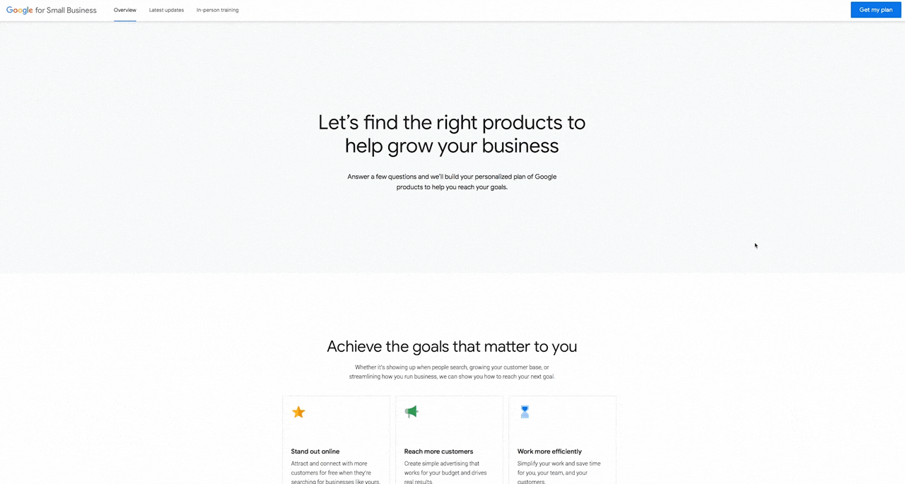 Google for Small Business website